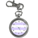Horizontal Stripes - White and Pale Lavender Violet Key Chain Watch