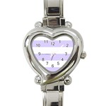Horizontal Stripes - White and Pale Lavender Violet Heart Italian Charm Watch