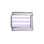 Horizontal Stripes - White and Pale Lavender Violet Italian Charm (9mm)