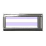 Horizontal Stripes - White and Pale Lavender Violet Superlink Italian Charm (9mm)