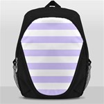Horizontal Stripes - White and Pale Lavender Violet Backpack Bag