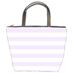 Horizontal Stripes - White and Pale Lavender Violet Bucket Bag