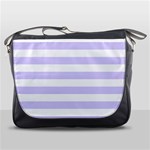 Horizontal Stripes - White and Pale Lavender Violet Messenger Bag