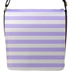 Horizontal Stripes - White and Pale Lavender Violet Flap Closure Messenger Bag (S)