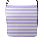 Horizontal Stripes - White and Pale Lavender Violet Flap Closure Messenger Bag (L)