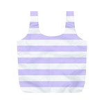 Horizontal Stripes - White and Pale Lavender Violet Full Print Recycle Bag (M)
