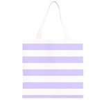 Horizontal Stripes - White and Pale Lavender Violet Grocery Light Tote Bag