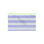 Horizontal Stripes - White and Pale Lavender Violet Canvas Cosmetic Bag (XS)