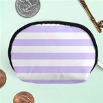 Horizontal Stripes - White and Pale Lavender Violet Accessory Pouch (Medium)