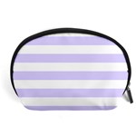 Horizontal Stripes - White and Pale Lavender Violet Accessory Pouch (Large)