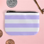 Horizontal Stripes - White and Pale Lavender Violet Mini Coin Purse