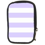 Horizontal Stripes - White and Pale Lavender Violet Compact Camera Leather Case