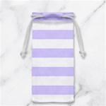 Horizontal Stripes - White and Pale Lavender Violet Jewelry Bag