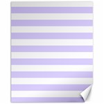 Horizontal Stripes - White and Pale Lavender Violet Canvas 11  x 14 