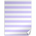 Horizontal Stripes - White and Pale Lavender Violet Canvas 12  x 16 