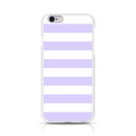 Horizontal Stripes - White and Pale Lavender Violet Apple iPhone 6/6S Silicone Case (Transparent)