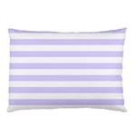 Horizontal Stripes - White and Pale Lavender Violet Pillow Case (One Side)