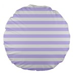 Horizontal Stripes - White and Pale Lavender Violet Large 18  Premium Flano Round Cushion