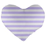 Horizontal Stripes - White and Pale Lavender Violet Large 19  Premium Heart Shape Cushion