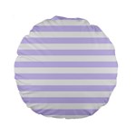 Horizontal Stripes - White and Pale Lavender Violet Standard 15  Premium Round Cushion