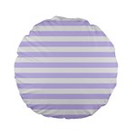 Horizontal Stripes - White and Pale Lavender Violet Standard 15  Premium Flano Round Cushion