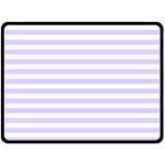 Horizontal Stripes - White and Pale Lavender Violet Fleece Blanket (Large) (One Side)