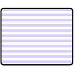 Horizontal Stripes - White and Pale Lavender Violet Fleece Blanket (Medium) (One Side)