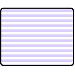 Horizontal Stripes - White and Pale Lavender Violet Double Sided Fleece Blanket (Medium) (Two Sides)