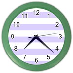 Horizontal Stripes - White and Pale Lavender Violet Color Wall Clock