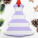 Horizontal Stripes - White and Pale Lavender Violet Christmas Tree Ornament (Two Sides)