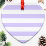 Horizontal Stripes - White and Pale Lavender Violet Ornament (Heart)