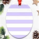 Horizontal Stripes - White and Pale Lavender Violet Ornament (Oval)