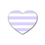 Horizontal Stripes - White and Pale Lavender Violet Heart Coaster (4 pack)