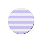 Horizontal Stripes - White and Pale Lavender Violet Rubber Coaster (Round)