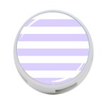 Horizontal Stripes - White and Pale Lavender Violet 4-Port USB Hub (One Side)