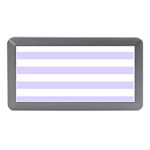Horizontal Stripes - White and Pale Lavender Violet Memory Card Reader (Mini)