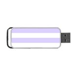 Horizontal Stripes - White and Pale Lavender Violet Portable USB Flash (Two Sides)