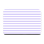Horizontal Stripes - White and Pale Lavender Violet Small Doormat