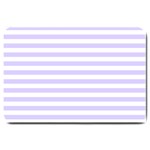 Horizontal Stripes - White and Pale Lavender Violet Large Doormat