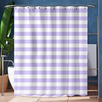 Horizontal Stripes - White and Pale Lavender Violet Shower Curtain 60  x 72  (Medium)