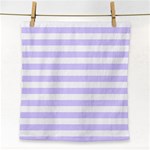 Horizontal Stripes - White and Pale Lavender Violet Face Towel