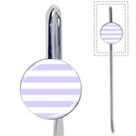 Horizontal Stripes - White and Pale Lavender Violet Book Mark