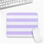 Horizontal Stripes - White and Pale Lavender Violet Small Mousepad