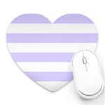 Horizontal Stripes - White and Pale Lavender Violet Heart Mousepad