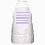 Horizontal Stripes - White and Pale Lavender Violet BBQ Apron