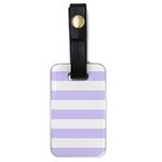 Horizontal Stripes - White and Pale Lavender Violet Luggage Tag (One Side)