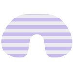 Horizontal Stripes - White and Pale Lavender Violet Travel Neck Pillow