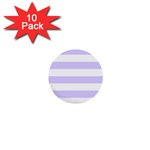 Horizontal Stripes - White and Pale Lavender Violet 1  Mini Button (10 pack)