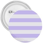 Horizontal Stripes - White and Pale Lavender Violet 3  Button