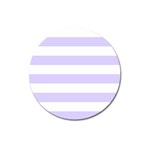 Horizontal Stripes - White and Pale Lavender Violet Magnet 3  (Round)